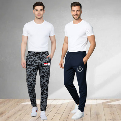 RK Costing Solid Men Dark Blue, Grey Track Pants