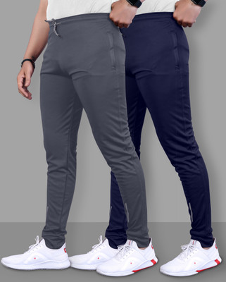 Z-DEVIL Solid Men Grey, Blue Track Pants