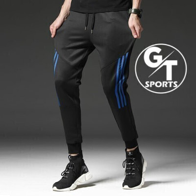 Striped Men Blue Track Pants