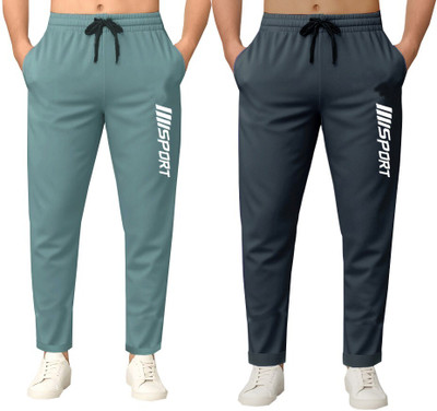 FLYZEN Solid Men Grey Track Pants