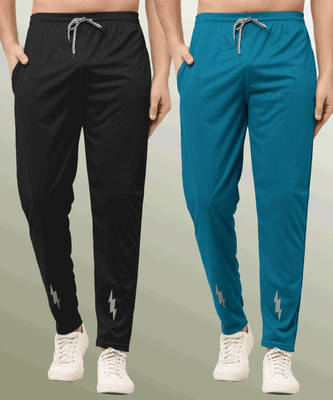 Z-DEVIL Solid Men Black, Dark Blue Track Pants