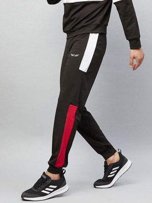 Chrome & Coral Colorblock Men Red Track Pants