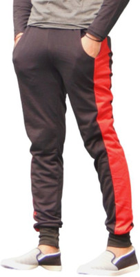 Chrome & Coral Colorblock Men Red, Black Track Pants