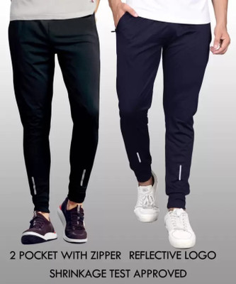 Solid Men Black, Dark Blue Track Pants