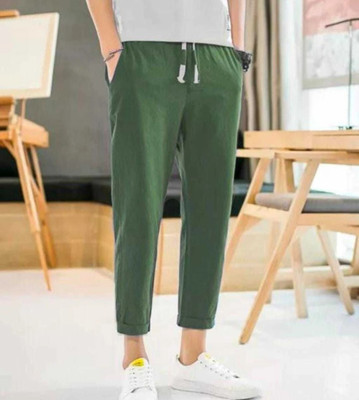 HoC Solid Men Green Track Pants