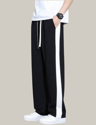 Vuzzan Solid Men Black Track Pants