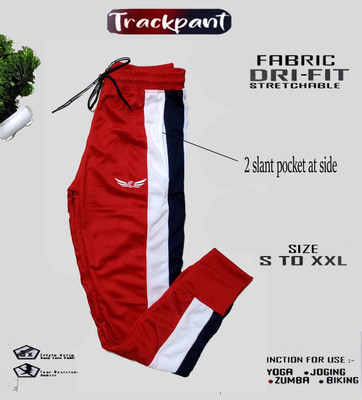 Chrome & Coral Colorblock Men Red Track Pants