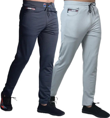 MAANU Solid Men Dark Blue, Silver Track Pants