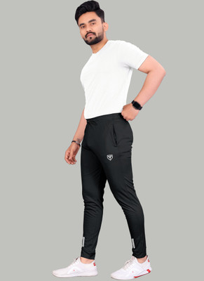 Z-DEVIL Solid Men Black Track Pants
