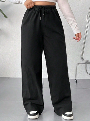Dockstreet Loose Fit Women Black Trousers