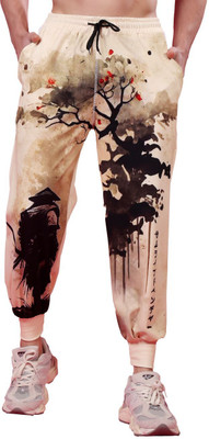 PINCH ELEVEN Graphic Print Men Beige, Black Track Pants