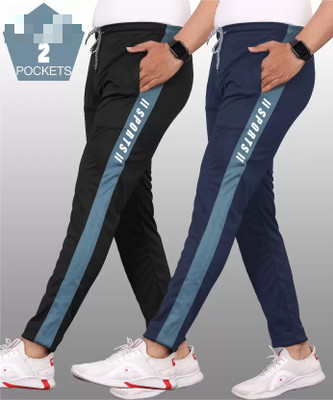 Riksaw Striped Men Black, Dark Blue Track Pants