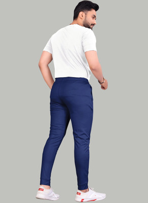 Z-DEVIL Solid Men Dark Blue Track Pants
