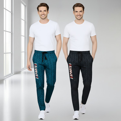 RK Costing Printed Men Dark Blue, Black Track Pants