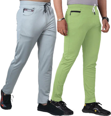MAANU Solid Men Silver, Light Green Track Pants