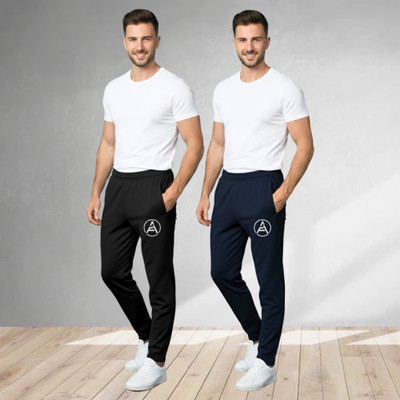 RK Costing Solid Men Dark Blue, Black Track Pants