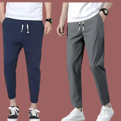 Fusion Mart Solid Men Blue, Grey Track Pants