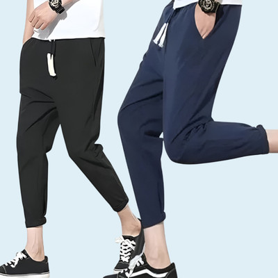 Men Black, Blue Track Pants