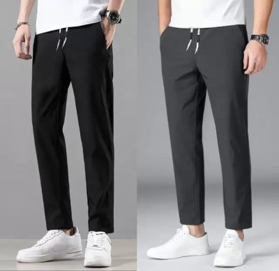 Solid Men Black, Grey Track Pants