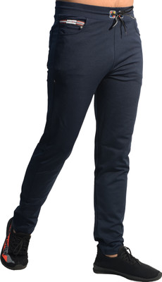 KHOZI Solid Men Blue Track Pants