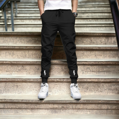 AXOLOTL Solid Men Black Track Pants