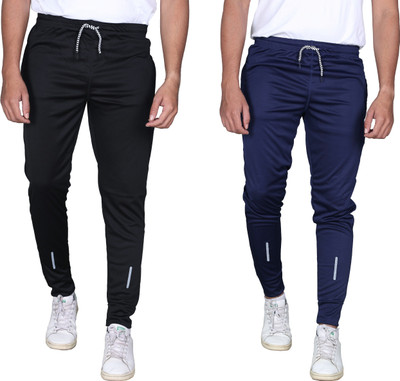 ELTRUD Solid Men Black, Dark Blue Track Pants
