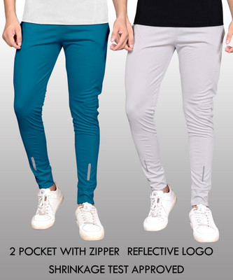 Z-DEVIL Solid Men Blue, Grey Track Pants