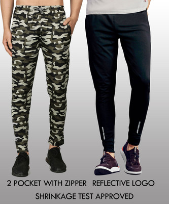 Z-DEVIL Printed Men Black, Green Track Pants