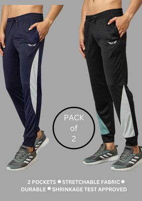 Chrome & Coral Colorblock Men Dark Blue, Multicolor Track Pants