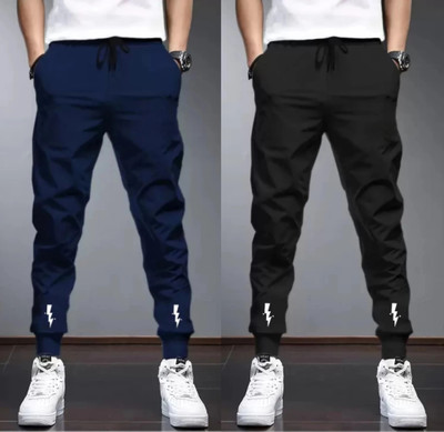 RUSKSUN Chevron/Zig Zag Men Black, Dark Blue Track Pants