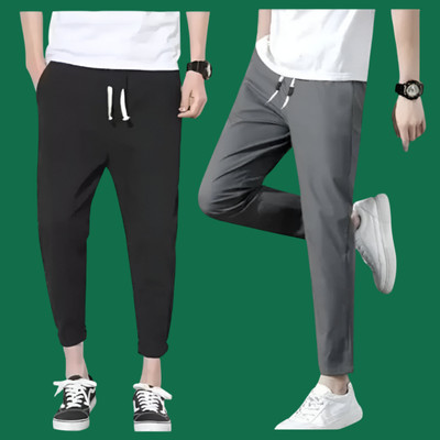 SHOTEK Solid Men Black, Grey Track Pants