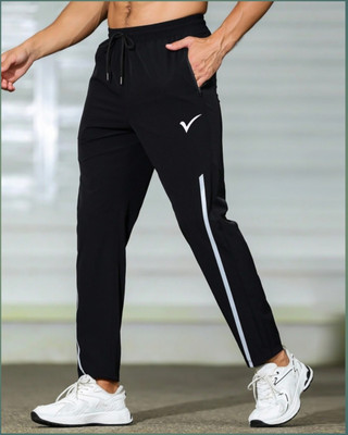 Linesports Striped Men Grey Track Pants