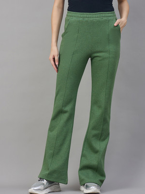 98 Degree North Solid Women Green Track Pants