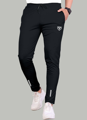 Z-DEVIL Solid Men Black Track Pants