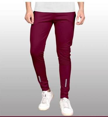 Ethvil Self Design, Striped, Chevron/Zig Zag, Graphic Print Men Maroon Track Pants