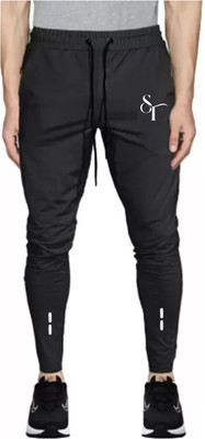 Stelino Printed Men Black Track Pants