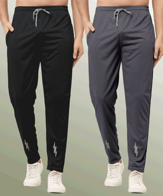 Z-DEVIL Solid Men Black, Grey Track Pants