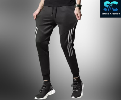 Striped Men White, Black Track Pants