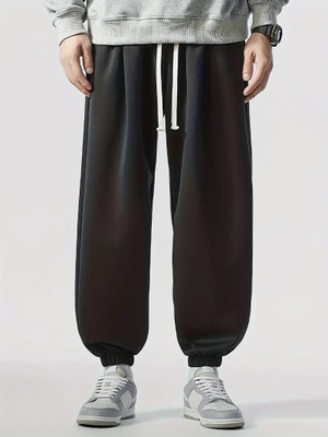 Dockstreet Loose Fit Men Black Trousers