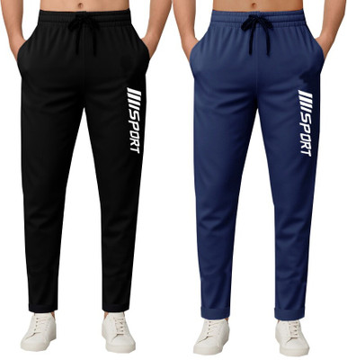 FLYZEN Solid Men Black, Dark Blue Track Pants