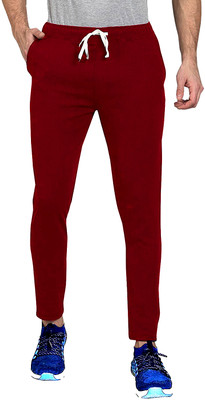 AMFABRICS Solid Men Maroon Track Pants