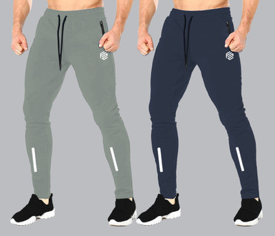 Men Grey, Green Track Pants