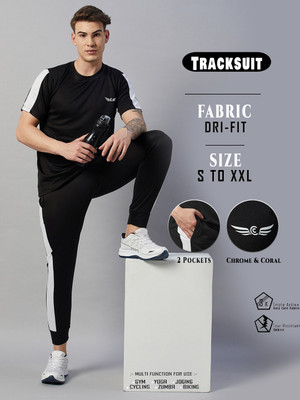Chrome & Coral Colorblock Men Track Suit