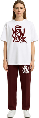 Shonisha Women Printed Maroon Night Suit Set