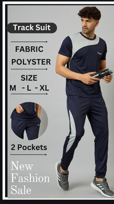 Chrome & Coral Solid Men Track Suit