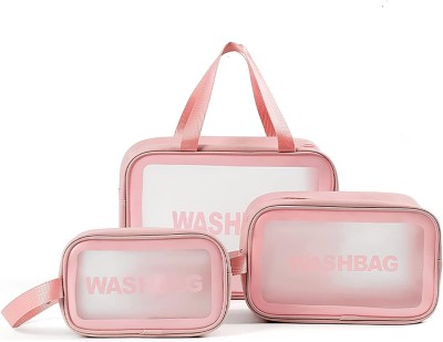 HIRPARAS Clear Toiletry Bag Travel Toiletry Kit(Pink, Blue)