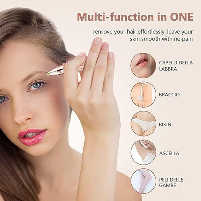 Xnotch 2-in-1 Eyebrow Remover Facial Face,Upper Lips,Cheek Epilator With Ring Light Grooming Kit 70 min  Runtime 10 Length Settings(Multicolor)