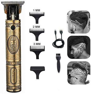 Jazox Professional Cordless VintageT-9 Hair Clipper Rechargeable T-Blade Men's Groomer Runtime: 45 min Trimmer for Men & Women(Gold)