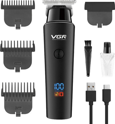Vgr professional Professional Corded & Cordless Hair Trimmer 120mnts Runtime with LED Display Trimmer 120 min  Runtime 3 Length Settings(Black)