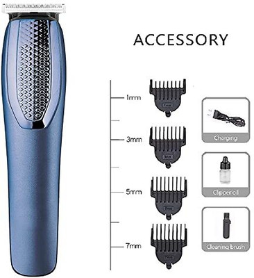 ALAMPAR AT-1210 Corded & Cordless Trimmer Fully Waterproof Trimmer 120 min  Runtime 4 Length Settings(Blue)